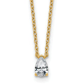 14k 1/4 carat Lab Grown Diamond VS+ F+ Pear Complete 18 inch Four Prong Pendant Necklace